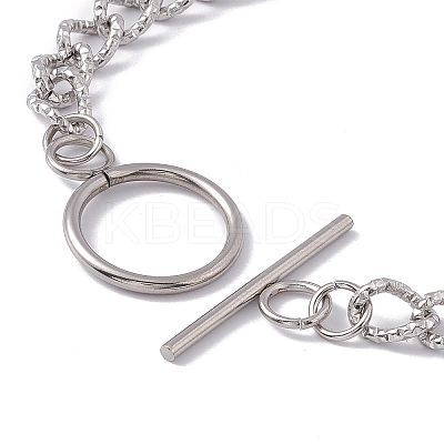 Tarnish Resistant 304 Stainless Steel Curb Chain Bracelet with Toggle Clasp for Women BJEW-E017-01P-1