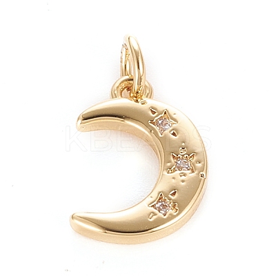 Brass Micro Pave Clear Cubic Zirconia Pendants X-KK-O126-22G-1