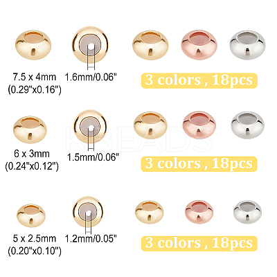 54Pcs 9 Style Brass Beads KK-AR0002-50-1