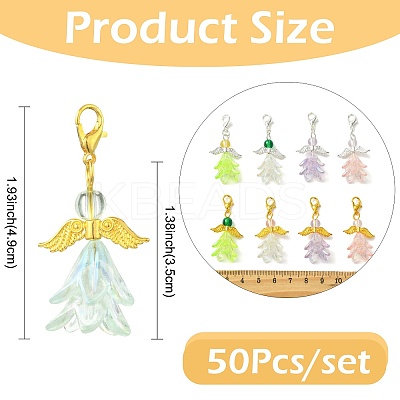30Pcs 6 Styles Angel Acrylic & Glass Pendant Decorations HJEW-FS00074-1