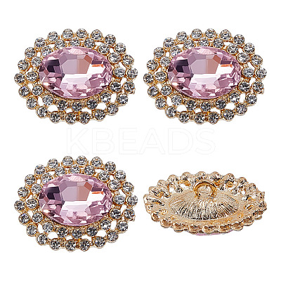 4Pcs 1-Hole Alloy Glass Shank Buttons FIND-DR0001-99C-1