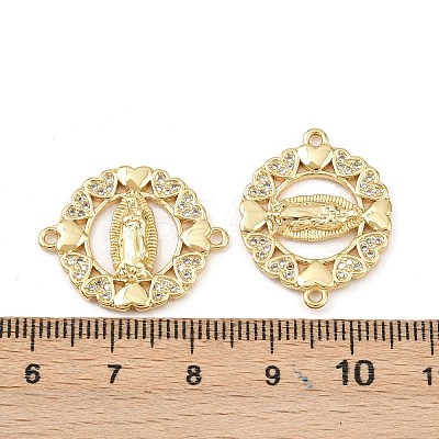 Brass Pave Cubic Zirconia Connector Charms KK-L251-21G-01-1