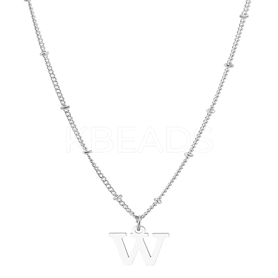 1Pc Brass Chain & 304 Stainless Steel Letter Pendant Necklaces NJEW-LP0001-35W-P-1