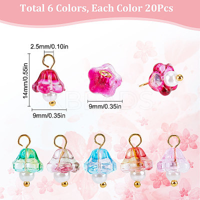 120Pcs 6 Colors Electroplate Glass Charms GLAA-SC0001-70-1