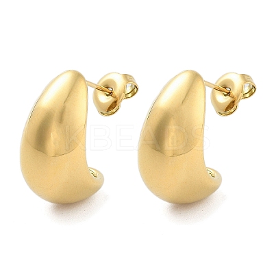Ion Plating(IP) Teardrop 304 Stainless Steel Stud Earrings EJEW-P258-41G-1