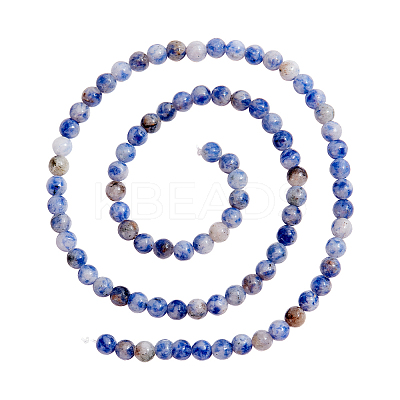5 Strands Round Natural Blue Spot Jasper Beads Strands G-NB0004-58-1