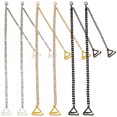 3 Pairs 3 Colors Alloy Rhineetone Link Bra Straps AJEW-CY0001-76-1