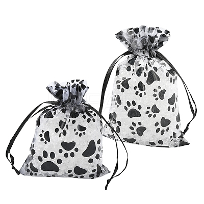 20Pcs Paw Print Organza Jewelry Drawstring Pouches ABAG-YW0001-15A-1