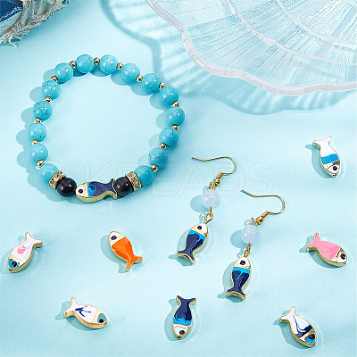 32Pcs 8 Colors Rack Plating Alloy Enamel Beads FIND-SC0003-88-1