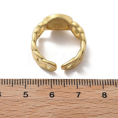 Brass Micro Pave Clear Cubic Zirconia Open Cuff Rings for Women RJEW-K289-02G-M-1