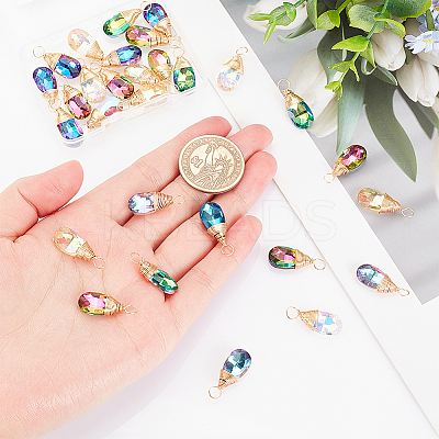 30Pcs Faceted Glass Pendants FIND-GA0002-69-1