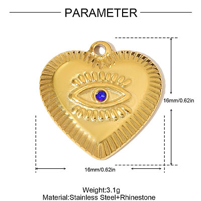 304 Stainless Steel with Rhinestone Pendants STAS-OY005-06G-1