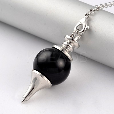 Natural Obsidian Sphere Dowsing Pendulums X-BJEW-E292-A04-1