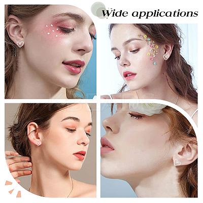 20Pcs Brass Heart Stud Earrings KK-BBC0021-98-1