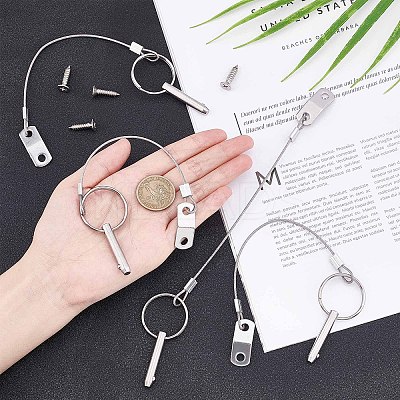 316 Stainless Steel Boat Pins w/Drop Cam & Spring 1/4" x 1" Grip Lanyard Prevents Loss STAS-WH0025-09-1