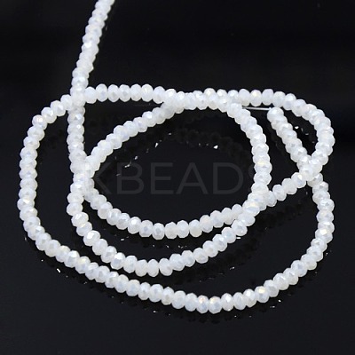 Imitation Jade Electroplate Glass Faceted Rondelle Beads Strands GLAA-F025-C01-1
