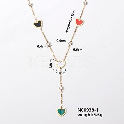 Stainless Steel Resin Sweetheart Love Heart Pendant Necklace Fashionable Colorful Cute Necklaces LX3560-1
