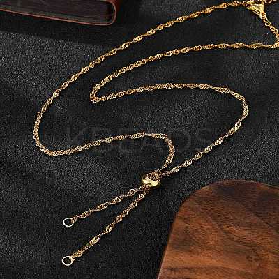 2Pcs 2 Colors 304 Stainless Steel Singapore Chain Necklace Making AJEW-JB01333-1