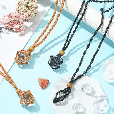 4Pcs 2 Colors Braided Wax Rope Cord Macrame Pouch Necklace Making NJEW-CJ0001-02-1