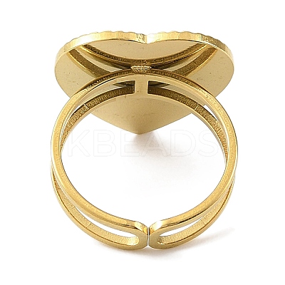 Ion Plating(IP) 304 Stainless Steel Enamel Open Cuff Rings for Women RJEW-F166-52G-01-1