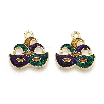 Carnival/Mardi Gras Theme Alloy Enamel & Glitter Powder Pendants ENAM-T020-53J-RS-1