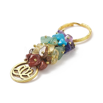 Chakra Natural Gemstone Chip Pendant Keychain KEYC-JKC00414-04-1
