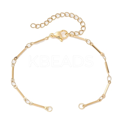 304 Stainless Steel Cuboid Bar Link Chain Bracelet Making AJEW-JB01319-01-1
