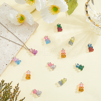 40Pcs 10 Colors Transparent Resin Pendants RESI-CP0001-11-1