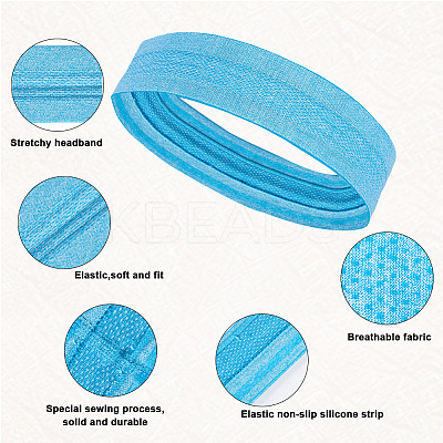 6Pcs 6 Colors Polyester & Silicone Wide Headband for Sports AJEW-GF0010-80-1