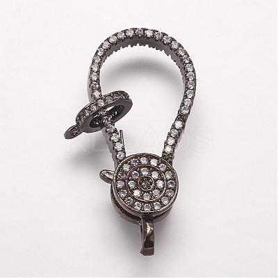 Brass Micro Pave Cubic Zirconia Lobster Claw Clasps ZIRC-G095-54B-1
