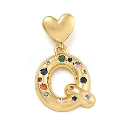 Brass Micro Pave Colorful Cubic Zirconia Pendants KK-P281-01G-Q-1