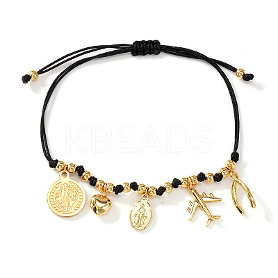 Bohemian 304 Stainless Steel & Brass Charm Bracelets GB2498-5-1