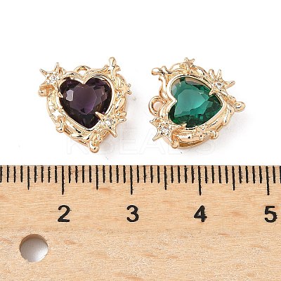 Brass & Glass Micro Pave Cubic Zirconia Pendants KK-S532-04KCG-1