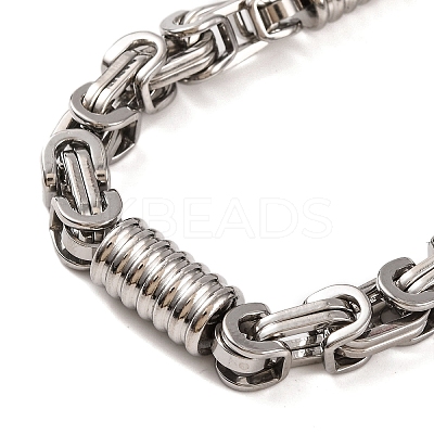 Tarnish Resistant 201 Stainless Steel Column Byzantine Chain Bracelets BJEW-B078-72P-1