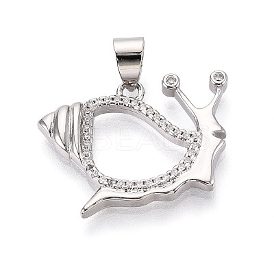 Brass Micro Pave Clear Cubic Zirconia Pendants KK-N268-56P-1