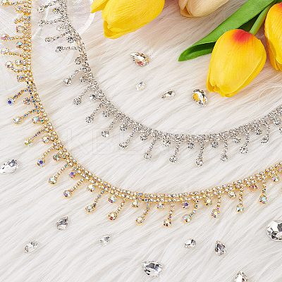 2 Yard 2 Style Glass Rhinestone Cup Chains FIND-PH0017-01-1
