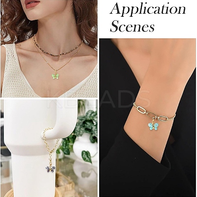 24Pcs 6 Styles Electroplate Glass with Brass Pendants PALLOY-YW00208-1