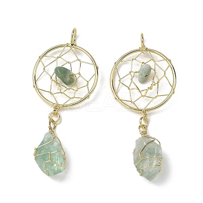 Raw Rough Natural Green Fluorite Coppwer Wire Wrapped Big Pendants G-G314-02G-02-1