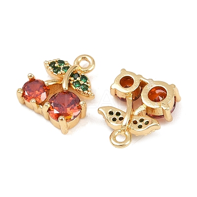 Brass Micro Pave Cubic Zirconia Charms KK-F906-09G-1