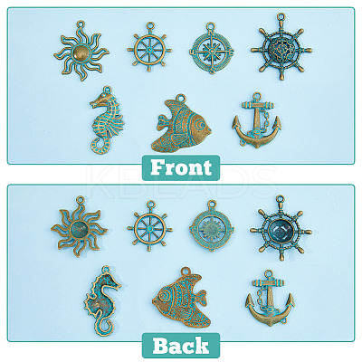 42Pcs 7 Styles Ocean Theme Alloy Pendants FIND-FH0006-32-1
