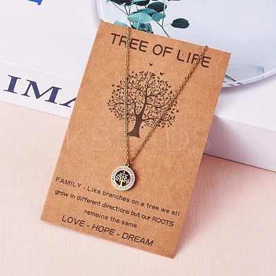Clear Cubic Zirconia Tree of Life Pendant Necklace JN1048A-1