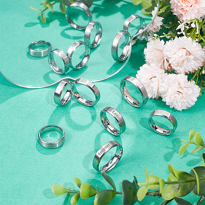 21Pcs 7 Styles Stainless Steel Finger Rings for Women RJEW-NB0001-05P-1
