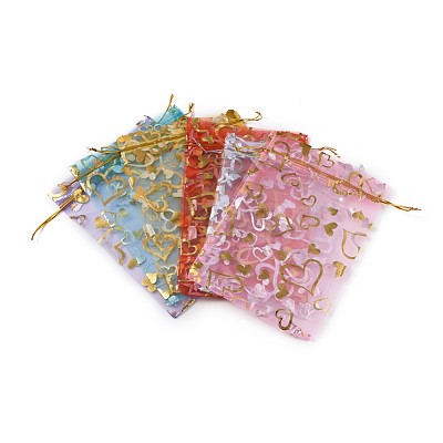 Heart Printed Organza Bags OP-X0001-06-1