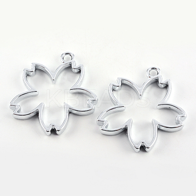 Rack Plating Alloy Sakura Open Back Bezel Pendants X-PALLOY-S047-36D-FF-1