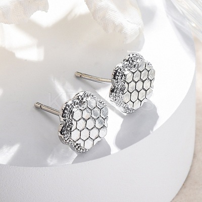 Brass Stud Earrings EJEW-D288-15P-1