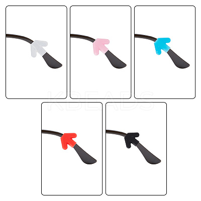 20 Pairs 5 Colors Arrow Silicone Eyeglasses Ear Grips Sleeve Holder AJEW-DR0001-20-1