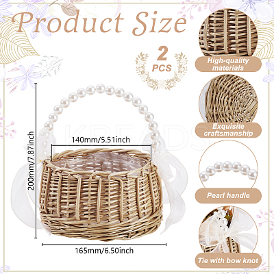 Wicker Flower Baskets with Handle DIY-WH0899-431A-1