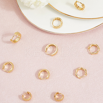 5 Pairs 5 Style Rack Plating Ring Brass Hoop Earrings for Women EJEW-BBC0001-97-1