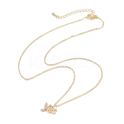 Clear Cubic Zirconia Word Yes Pendant Necklace NJEW-JN04330-01-1