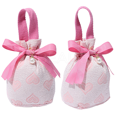 Heart Print Cloth Jewelry Drawstring Gift Bags ABAG-WH20015-11-1